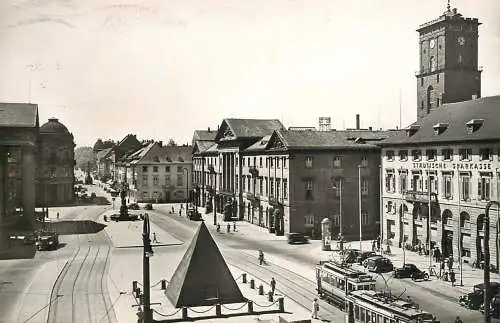 Germany Karlsruhe Markplatz Pyramide tramway