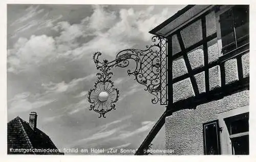 Germany Badenweiler Kunstgeschmiedetes Schild am Hotel "Zur Sonne"