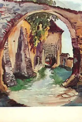 Romania Cetatea taraneasca din Hosman pictura (1968) Juliana Fabritius Dancu