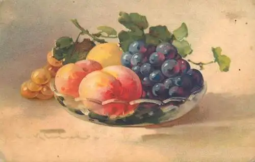 C. Klein still life with fruits peach and grapes