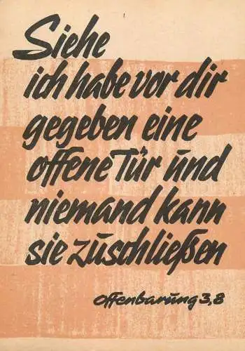 Allemagne Bibel Psalm Offenbarung 3,8 Siehe ich habe vor dir gegeben eine offene
