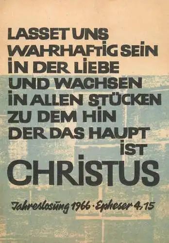 Allemagne Bibel Psalm Jahreslosung 1966 Epheser 4,15 Lasset uns Wahrhaftig