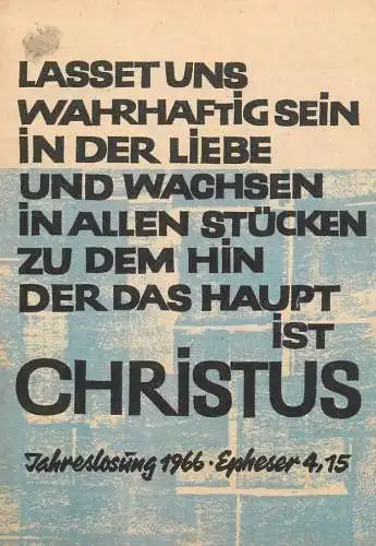 Allemagne Bibel Psalm Jahreslosung 1966 Epheser 4,15 Lasset uns Wahrhaftig