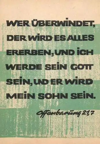 Allemagne Bibel Psalm Offenbarung 21,7 Wer Uberwidet der Wird es alles ererben und ich werde