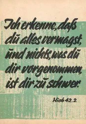 Allemagne Bibel Psalm Hiob 42,2 Ich erkenne das du alles vermagst