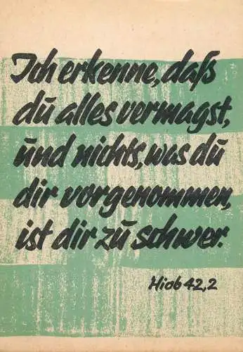 Allemagne Bibel Psalm Hiob 42,2 Ich erkenne das du alles vermagst