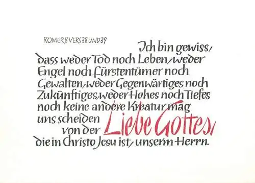 Allemagne Bibel Psalm Romer 8 vers 38 und 39 Ich bin gewiss dass weder Tod noch Leben weder Engel