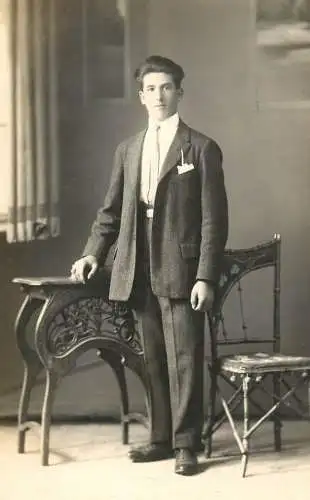 Men portrait vintage photo postcard elegant young man