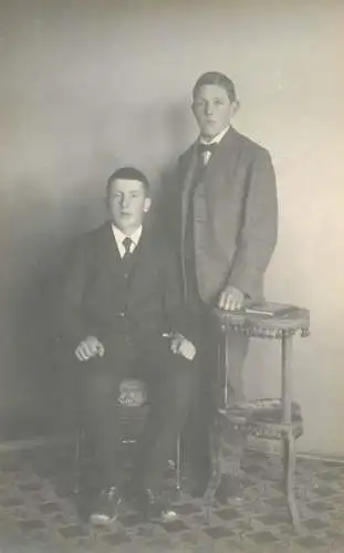 Men portrait vintage photo postcard elegant young men
