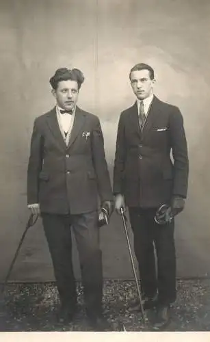 Men portrait vintage photo postcard elegant young men 1926
