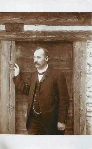 Men portrait vintage photo postcard elegant man with moustache