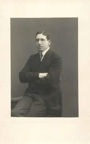 Men portrait vintage photo postcard elegant man in Switzerland A. Meier von Tobel