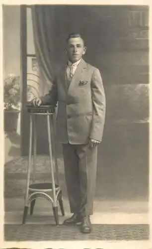 Men portrait vintage photo postcard man Enard Freres Delemont