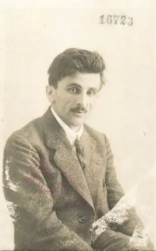 Men portrait vintage photo postcard elegant man with moustache