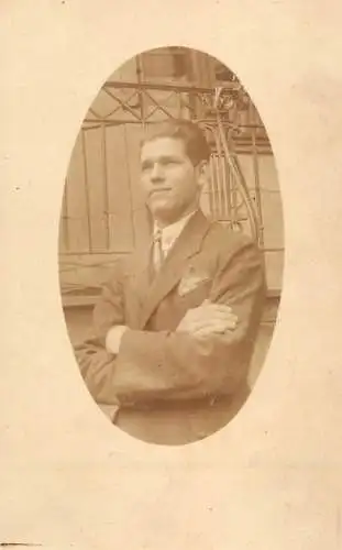 Men portrait vintage photo postcard elegant man haircut