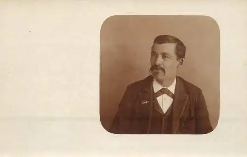 Men portrait vintage photo postcard elegant man with moustache