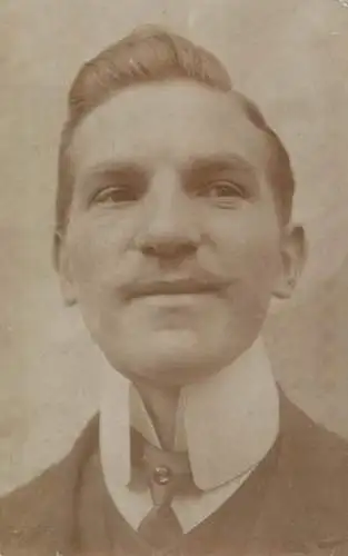 Men portrait vintage photo postcard elegant man with moustache