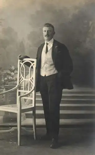 Men portrait vintage photo postcard elegant man photo Americain Fr. Cadek Neuchatel