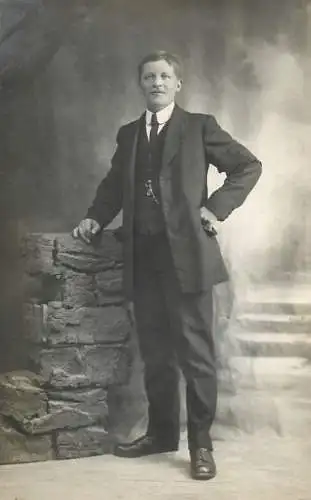 Men portrait vintage photo postcard J. Rossi Colombier Neuchatel Yverdon Vastes Atelier elegant man