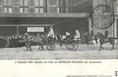 Bezoek van H.M. de KONINGIN-MOEDER aan Amsterdam