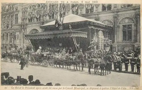 Le Roi et le president apres avoir ete recus par le Conseil Municipal, Edouard VII a Paris 1903