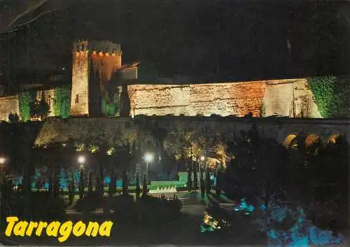 Spain Costa Dorada Tarragona Muralla Ibero-Romanas vista de noche