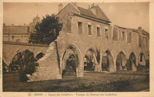 cpa France Marne Reims square des Cordeliers vestiges du Couvent des Cordeliers