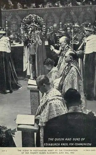 The Queen and Duke of Edinburgh kneel for communion queen Elizabeth coronation