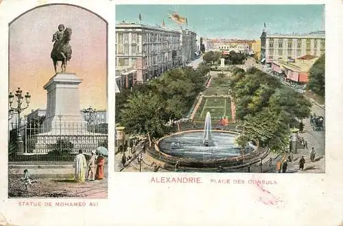 Alexandria statue Mohamed Ali place des consuls 1900s (holed)