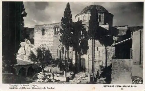 Daphni monastery real photo postcard