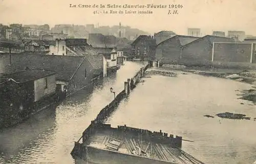 INONDATIONS de PARIS Janvier 1910 Crue Seine La Rue du Loiret inondé