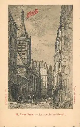Vieux Paris - La Rue Saint-Severin illustrateur G. Fraipont publicite Maggi