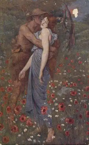 Fine art postcard painting M. Greiffenhagen idilio