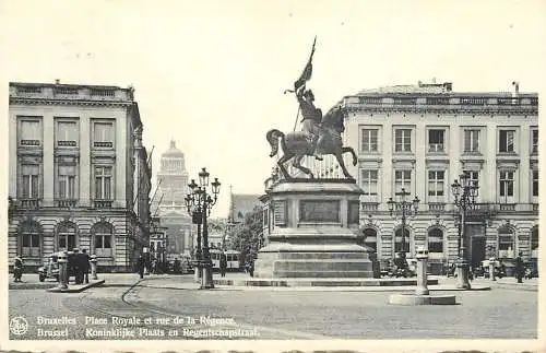 Belgium Bruxelles Place Royale et rue de la Regence tram