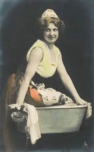 European beauty peasant washer woman profession of a washerwoman laundress laundry