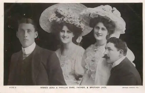 Edwardian theater starlet Miss Zena and Phyllis Dare father and brother Jack