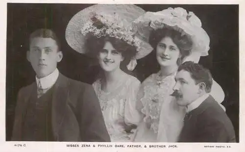 Edwardian theater starlet Miss Zena and Phyllis Dare father and brother Jack