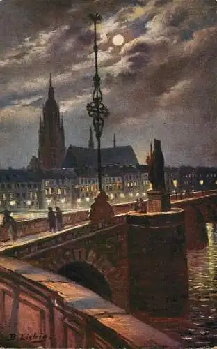 B. Liebig Zur Erinnerung an die historische alte Mainbrucke painting postcard