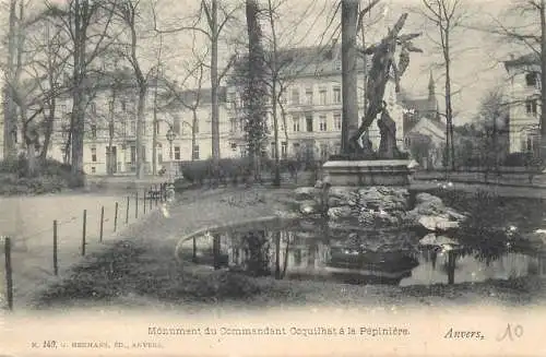 Postcard Belgium Anvers monument du commandant Coquilhat a la Pepiniere