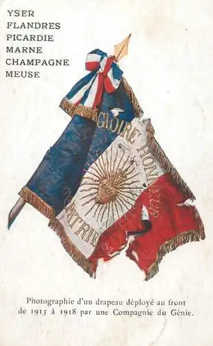 Drapeau deploye au front de 1915 a 1918 par une Compagnie de Genie