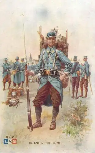Infanterie de ligne illustrateur Leon Hingre 1915