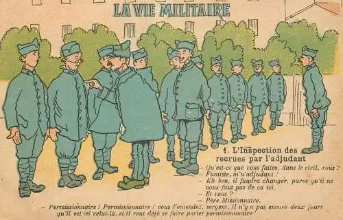La vie militaire inspection des recrues comique caricature