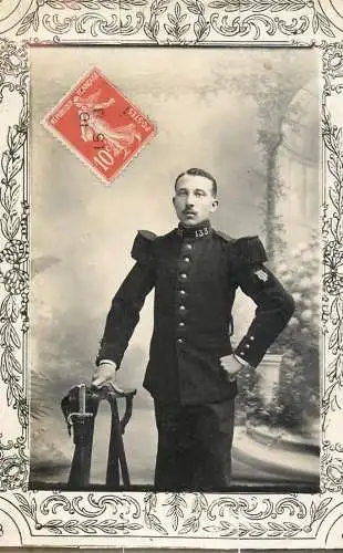 French military souvenir photo postcard