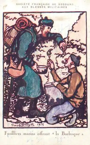 Fusiliers marins offrant la Barbaque 1915 societe francaise de secours aux blesses militaires