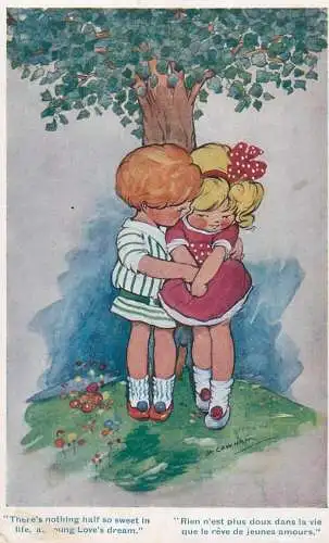 Drawn children couple Love`s dream by H. Cowham