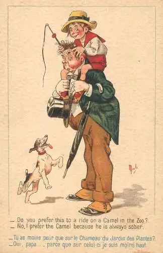 Humour caricature signed Mich "Mischievous kids"