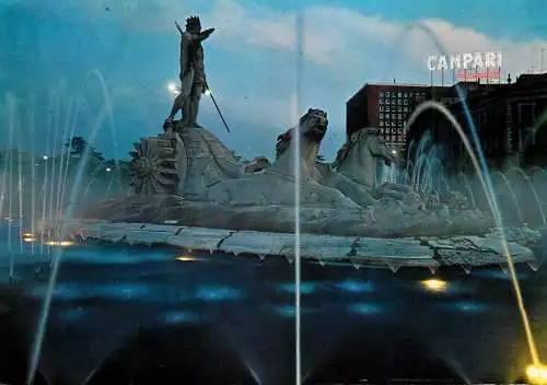 Spain Madrid Neptune Fountain night view