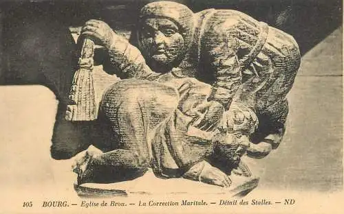 France Bourg Eglise de Brou - La Correction Maritale detail des stalles
