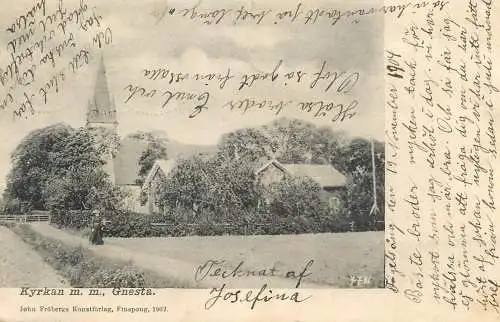 Sweden Kyrkan m. m., Gnesta 1902 vintage photo