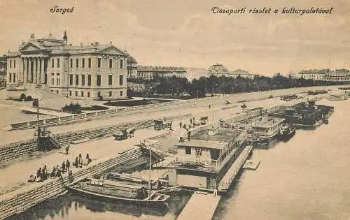 Hungary Szeged Tisza quai detail view & Culture Palace